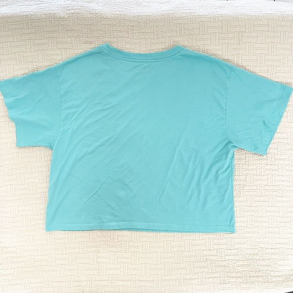 Champion Cropped Tshirt Oversized M L Top Bundle Short Sleeves Knit Yellow Aqua - Picture 16 of 16